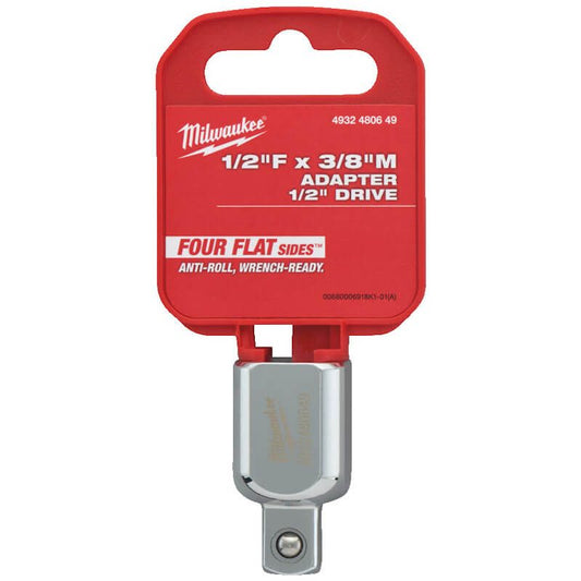 MILWAUKEE 1/2" DRIVE TO 3/8" DRIVE CHROME SOCKET ADAPTER
