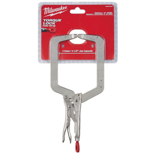 MILWAUKEE 9" TORQUE LOCK DEEP REACH LOCKING C-CLAMP WITH REGULAR JAWS