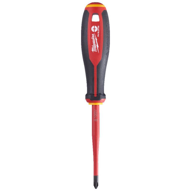 MILWAUKEE PH/SL2 X 100MM TRI-LOBE VDE PHILLIPS & SLOTTED SLIM SCREWDRIVER