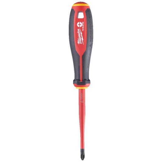 MILWAUKEE PZ/SL2 X 100MM TRI-LOBE VDE POZI DRIVE & SLOTTED SLIM SCREWDRIVER